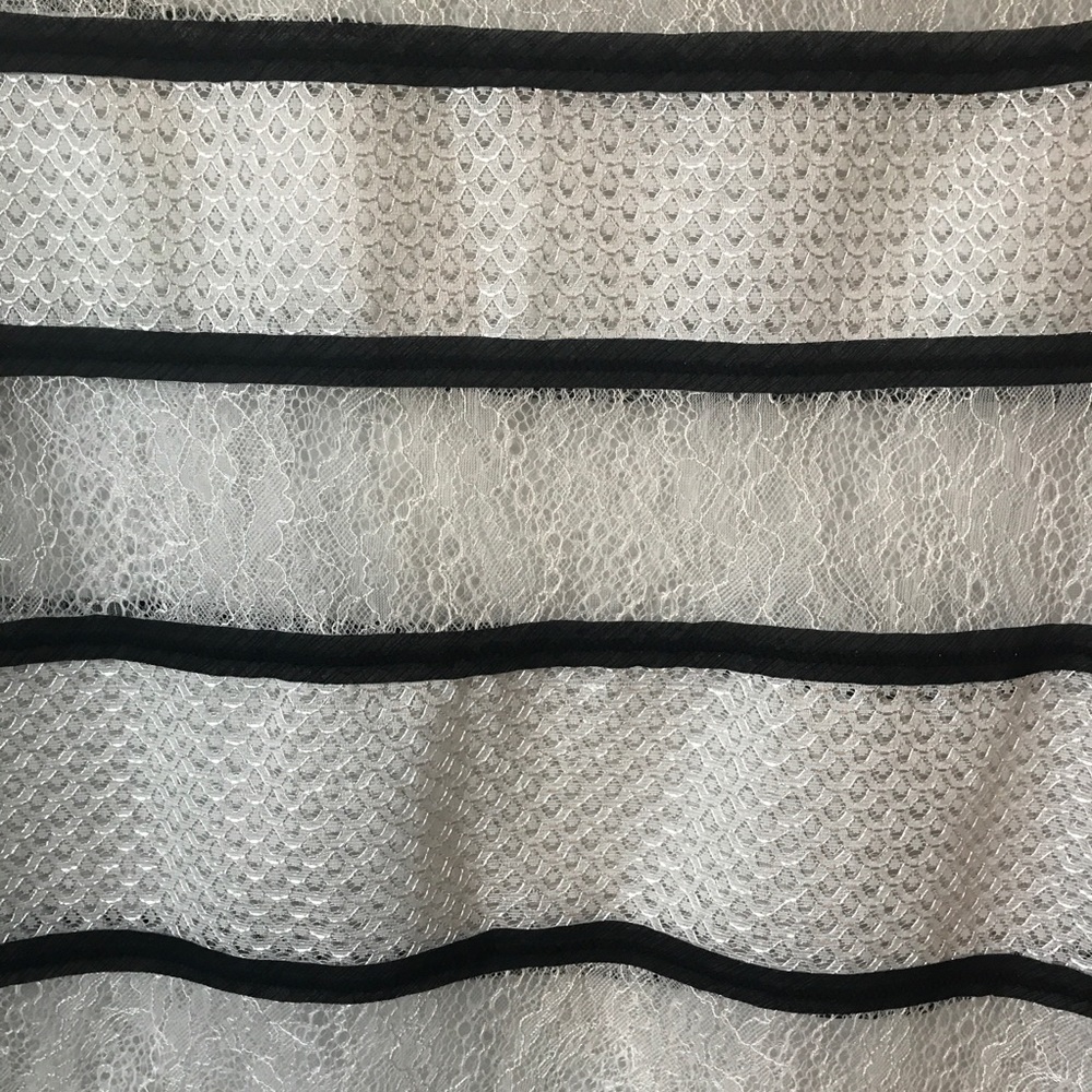 Ann Taylor | Sheer Striped Lace Black White Blouse - Picture 7 of 7